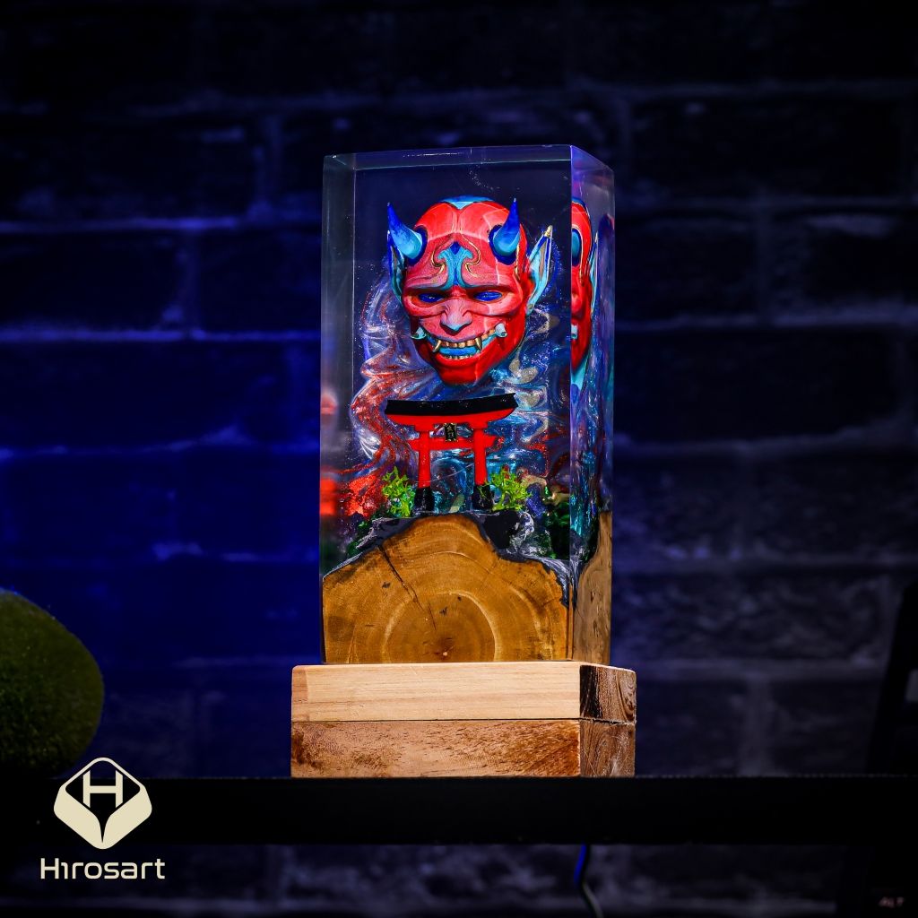 Japanese Demon Mask Resin Lamp Ver 3 - Image 3