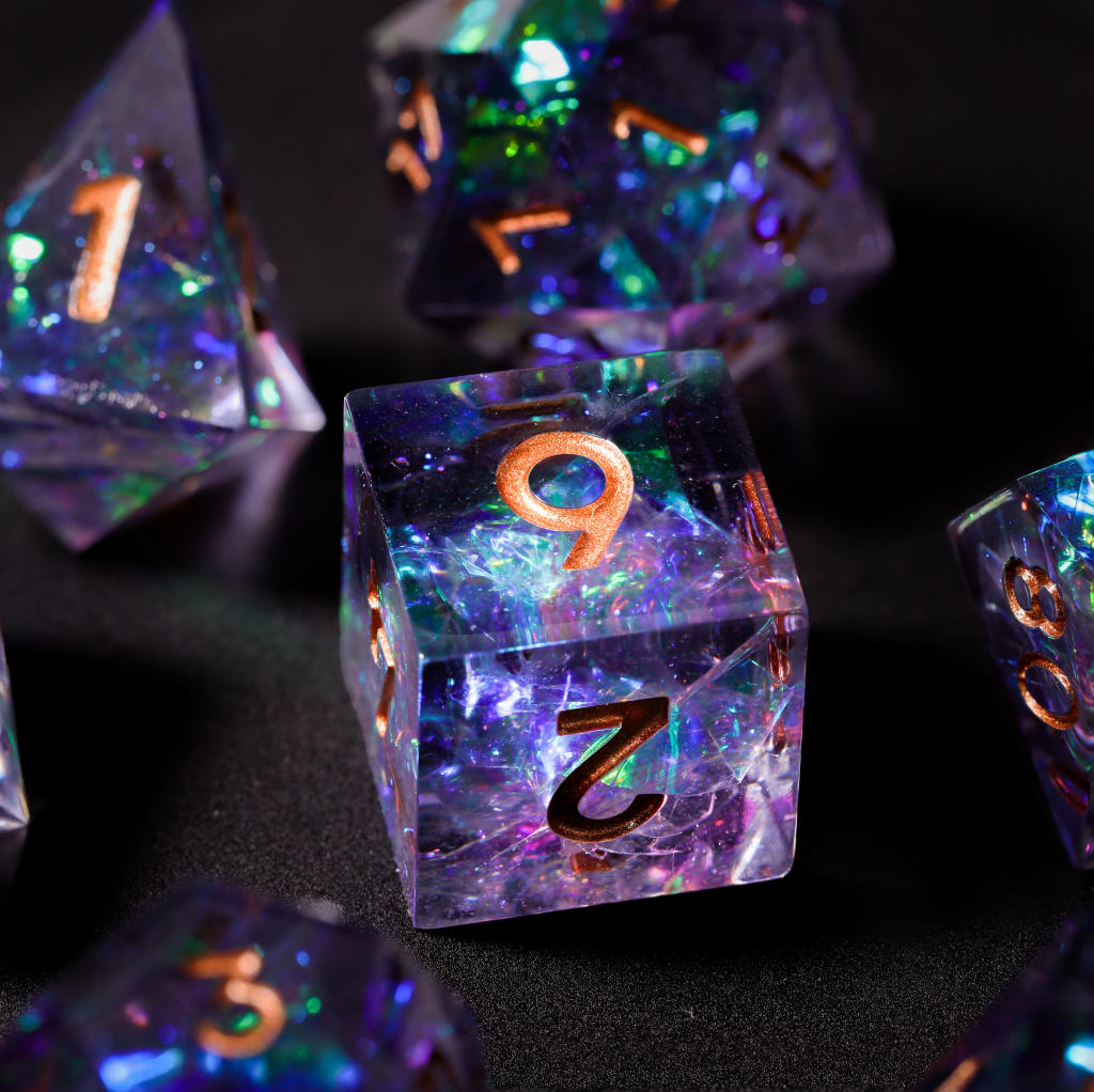 Purple Glitter Galaxy Resin DnD Dice - Image 4