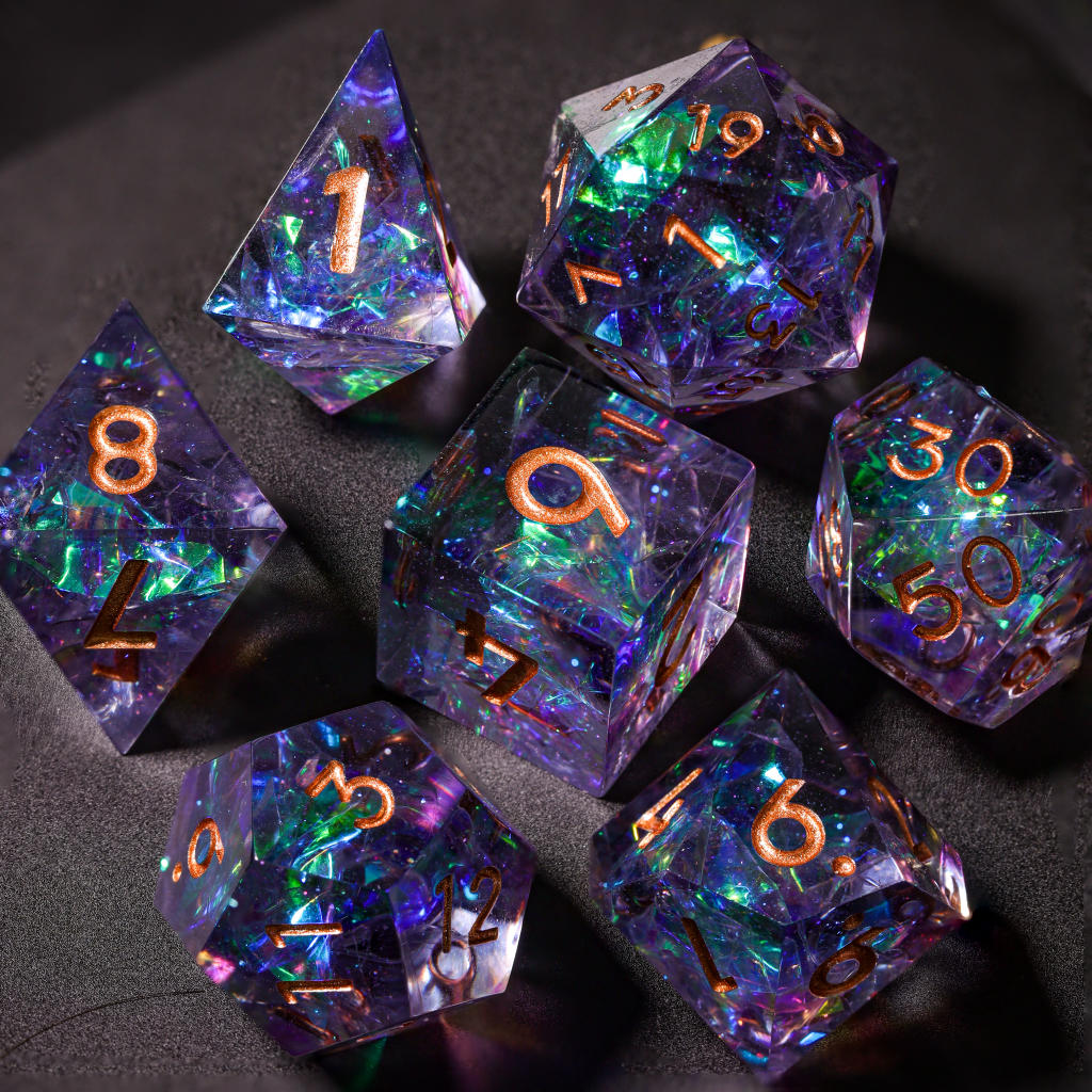 Purple Glitter Galaxy Resin DnD Dice - Image 5