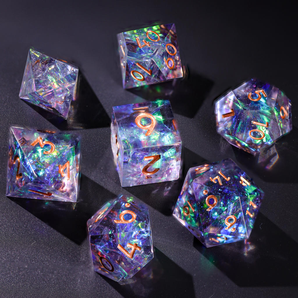 Purple Glitter Galaxy Resin DnD Dice - Image 3