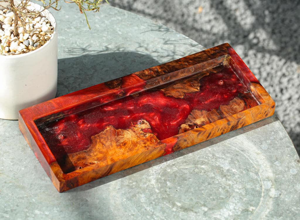 Red Resin and Wood Keyboard Case - Image 9