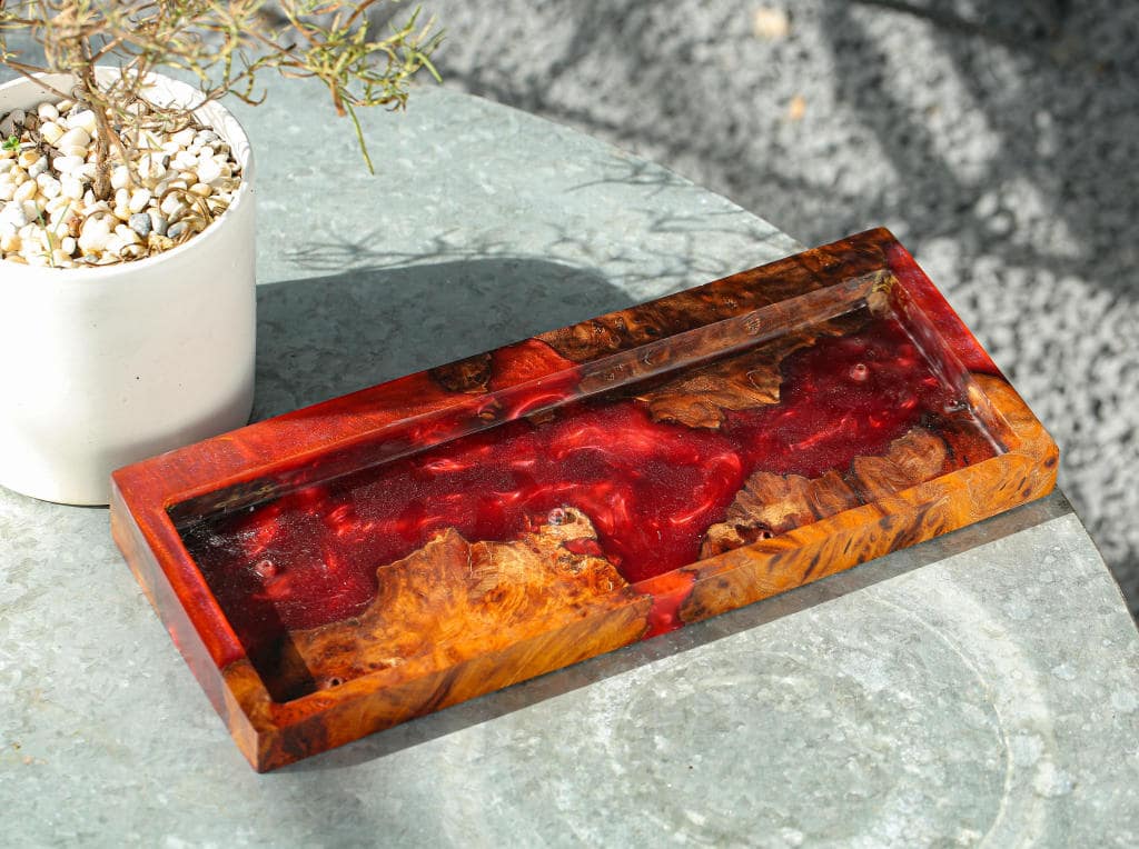 Red Resin and Wood Keyboard Case - Image 6