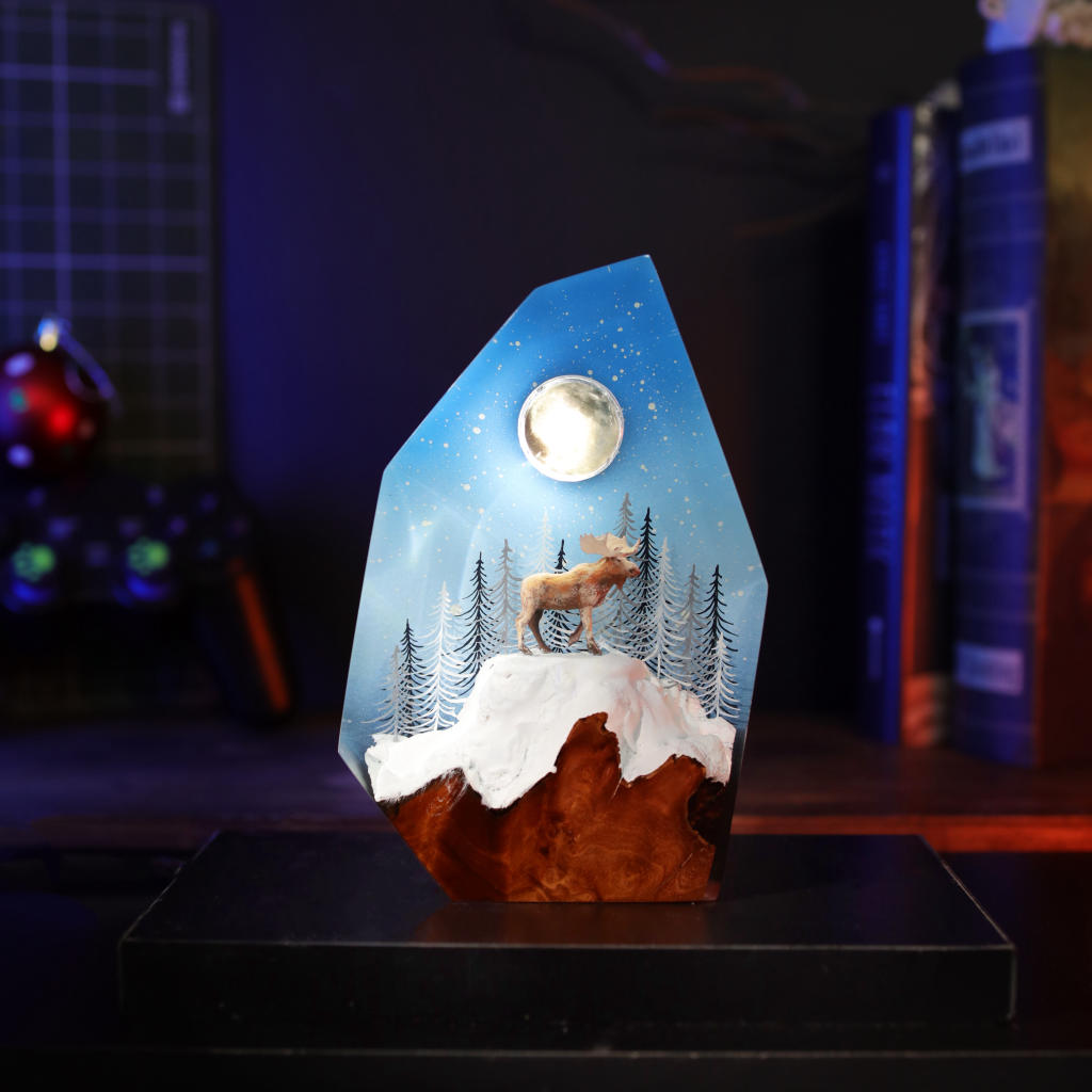 Reindeer in a winter forest lamp - Image 2