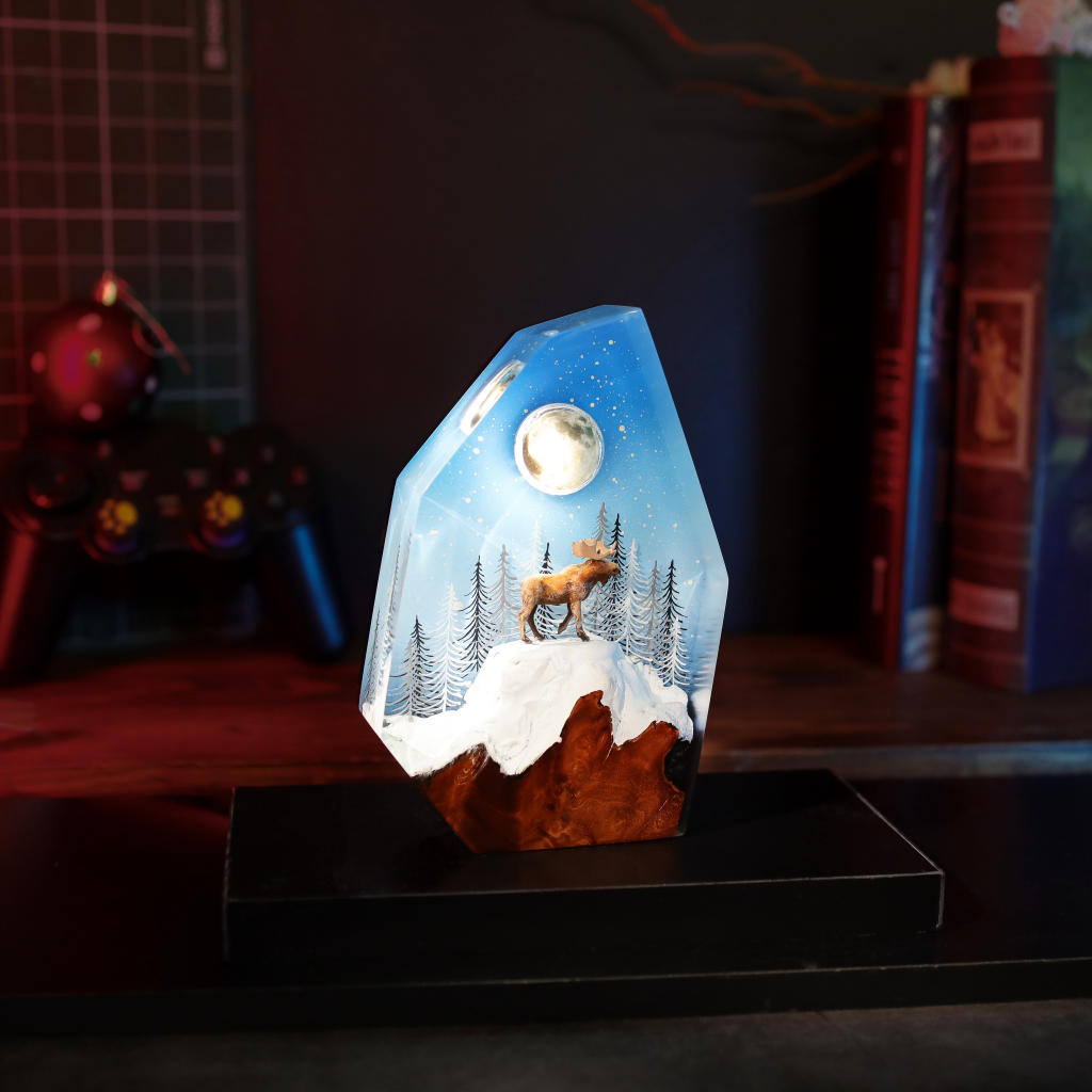 Reindeer in a winter forest lamp - Image 6