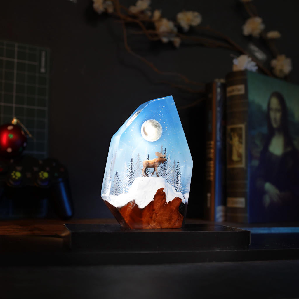 Reindeer in a winter forest lamp - Image 4