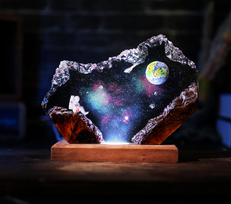 The Earth and Astronaut Epoxy Lamp Ver 2