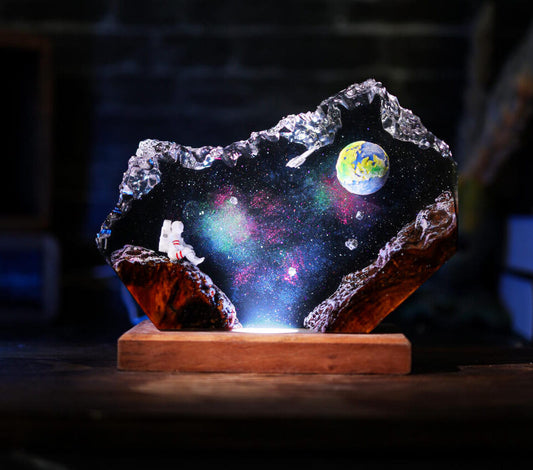The Earth and Astronaut Epoxy Lamp Ver 2