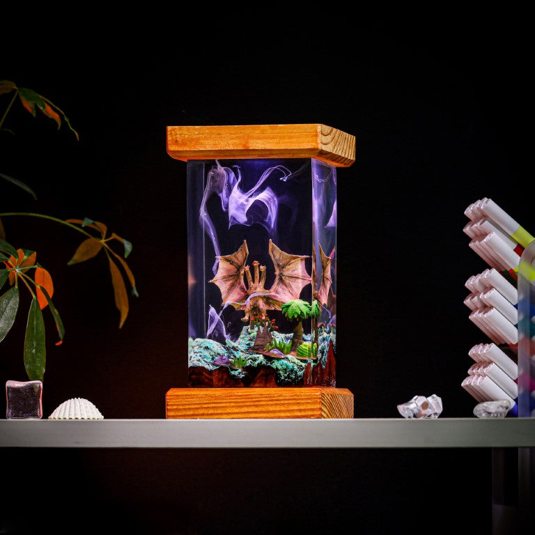 Three-Head Monster King Ghidorah Epoxy Lamp - Image 2