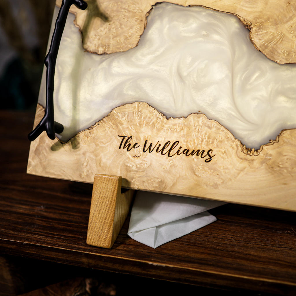 White Walnut Epoxy Resin Cheese Tray - Image 11