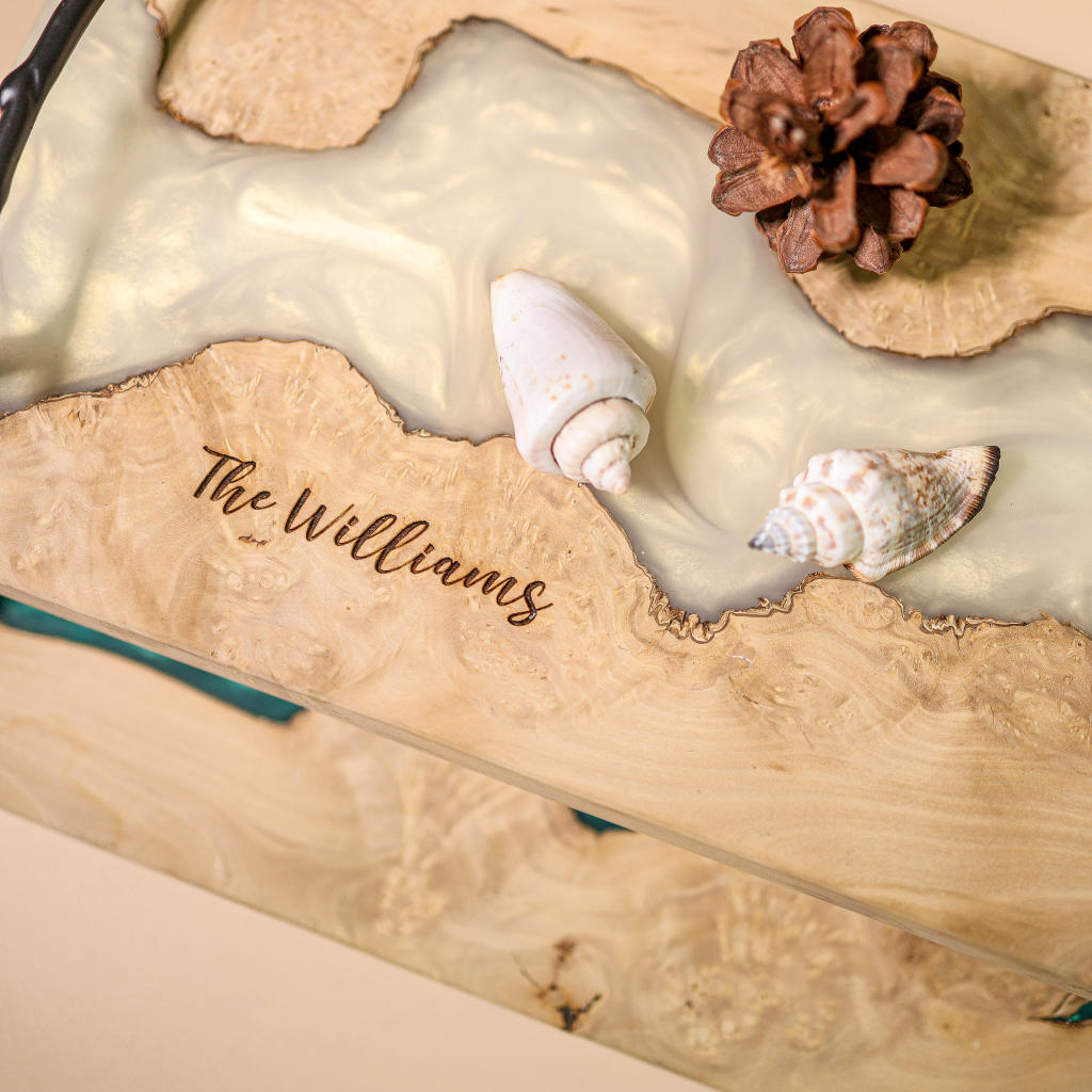 White Walnut Epoxy Resin Cheese Tray - Image 2