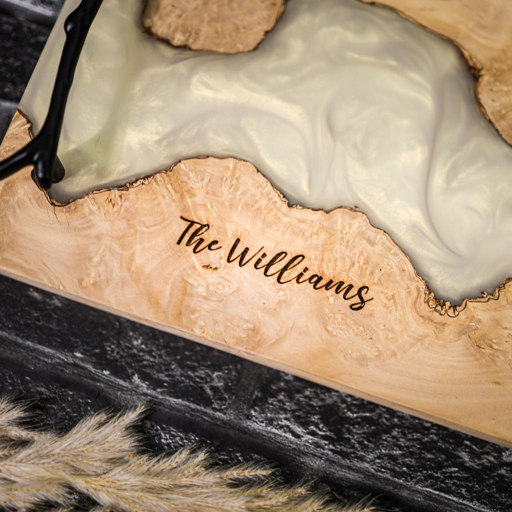 White Walnut Epoxy Resin Cheese Tray - Image 8
